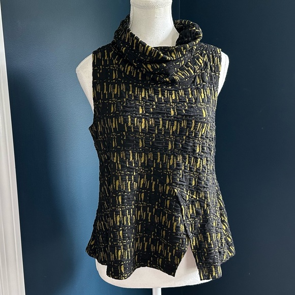 Lisa Bayne Textured Stretch Cowl Neck Hi Lo Sleeveless Top | Size XS - Picture 2 of 8